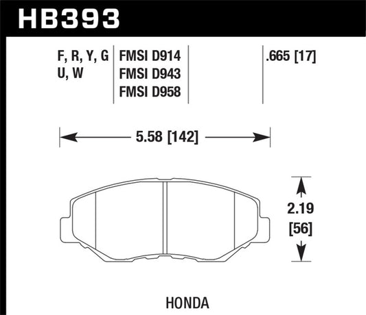 Hawk Performance HB393G.665 Hawk 13-15 Honda Civic Si DTC-60 Front Race Brake Pads