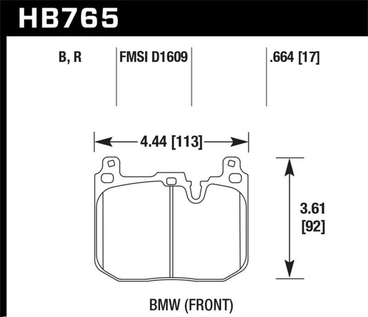 Hawk Performance HB765Z.664 Hawk 13-16 BMW 328i xDrive Performance Ceramic Street Front Brake Pads
