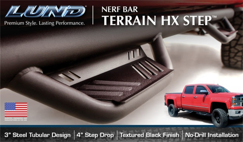 LUND 34641752 Lund 16-19 Toyota Tacoma Crew Cab Terrain HX Step Nerf Bars - Black