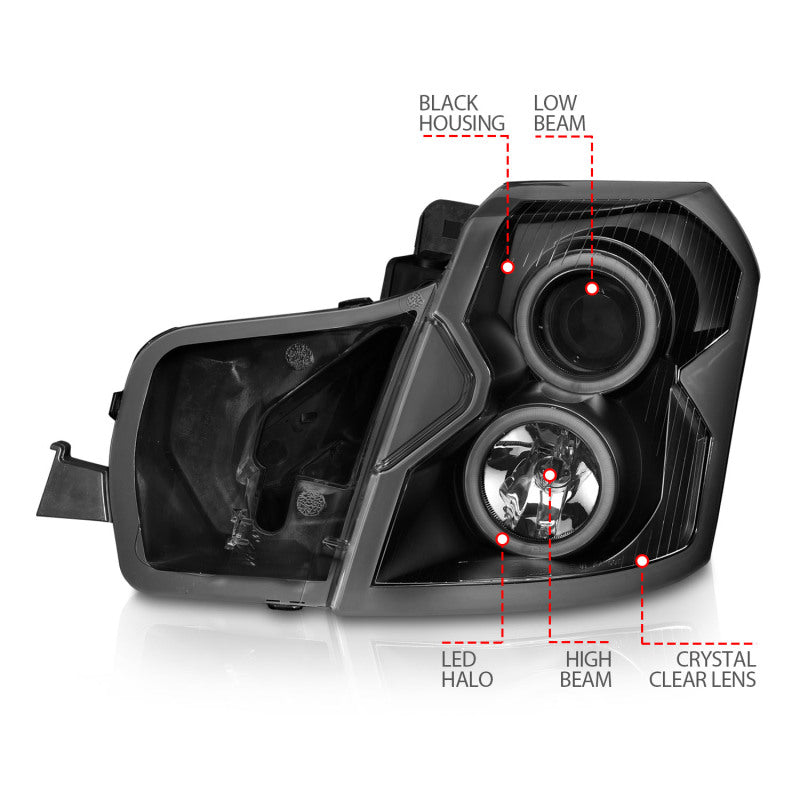 ANZO 121417 2003-2007 Cadillac CTS Projector Headlights w/ Halo Black (CCFL)