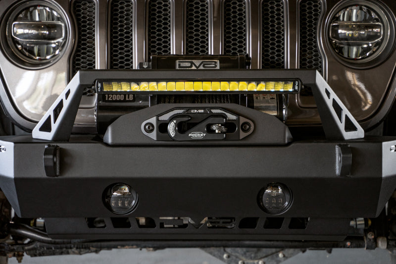DV8 Offroad FBJL-06 07-23 Jeep Wrangler/Gladiator JT/JK/JL FS-25 Stubby Front Bumper w/Plated Bull Bar