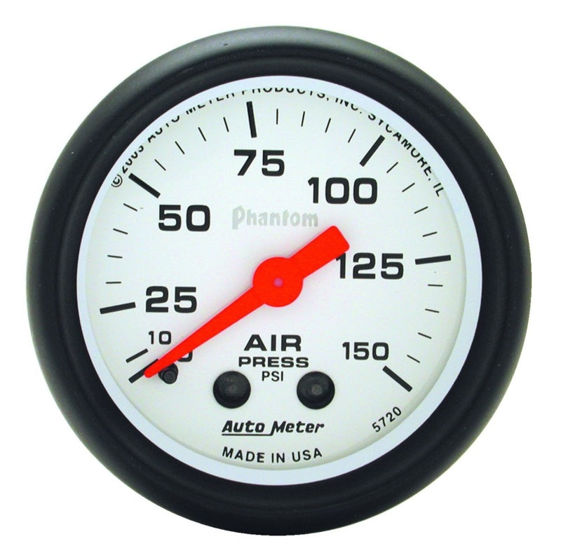 AutoMeter 5720 Autometer Phantom 52mm 0-150 PSI Mechanical Air Pressure Gauge