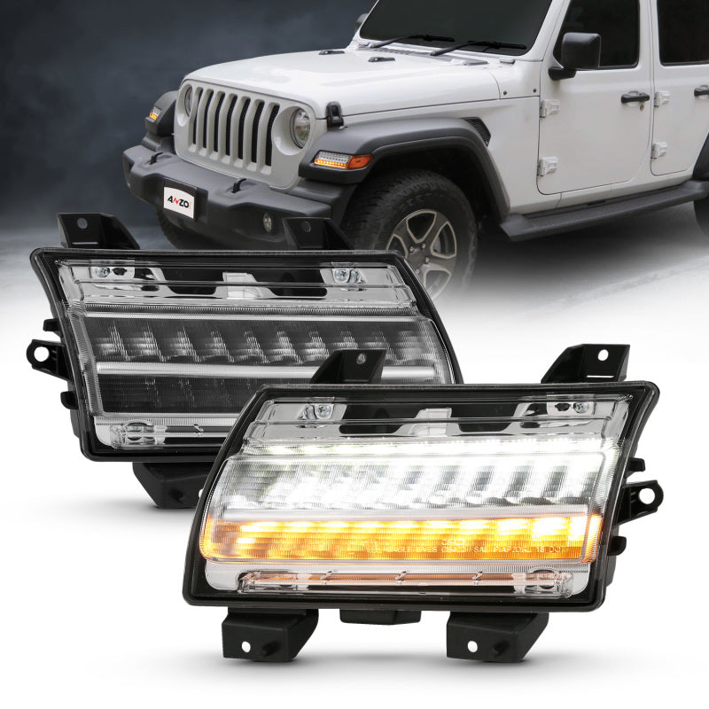 ANZO 511083 18-19 Jeep Wrangler JL Halogen Chrome Clear w/ Sequential Signal