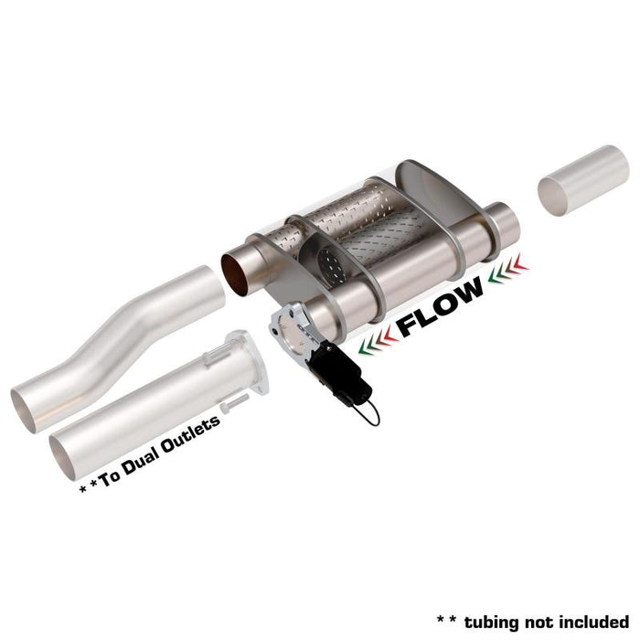 QTP 13300C 3in Weld-On 304SS Screamer Muffler w/Bolt-On QTEC Electric Cutout