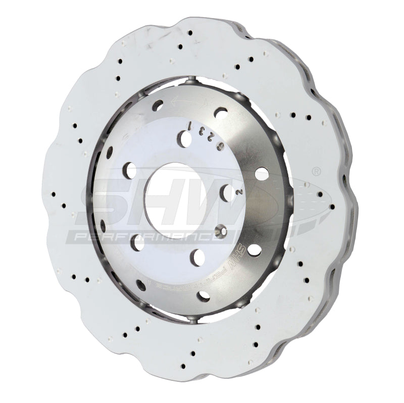 SHW Performance ARX48221 SHW 13-15 Audi RS5 4.2L Rear Drilled-Dimpled Lightweight Wavy Brake Rotor (8T0615601A)