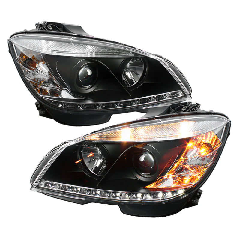 SPYDER 5042262 Spyder Mercedes Benz C-CLASS 08-11 Projector Headlights Halogen - DRL Blk PRO-YD-MBW20408-DRL-BK