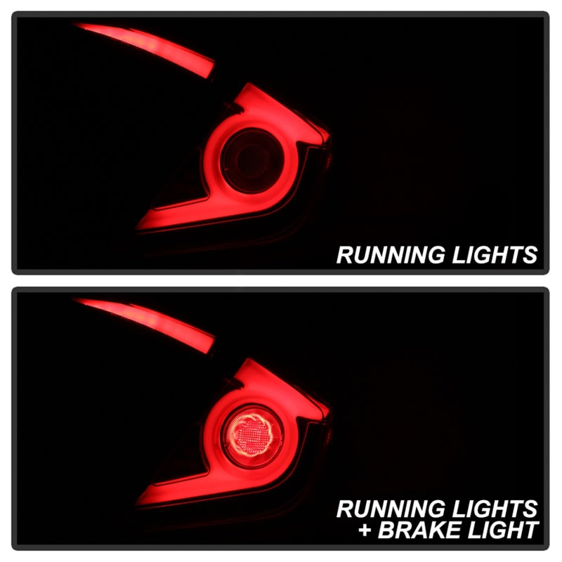SPYDER 5086440 Spyder 16-18 Honda Civic 4 Door Light Bar LED Tail Lights - Black Smoke (ALT-YD-HC164D-LB-BSM)