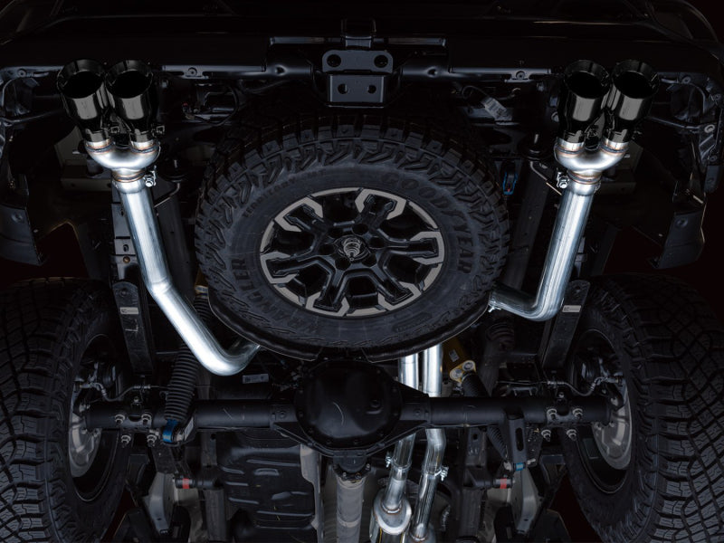 AWE Tuning 3015-43284 22-23 GMC Sierra 1500 AT4X 6.2L 0FG Catback Split Dual (Flat Bumper) - Diamond Black Tips