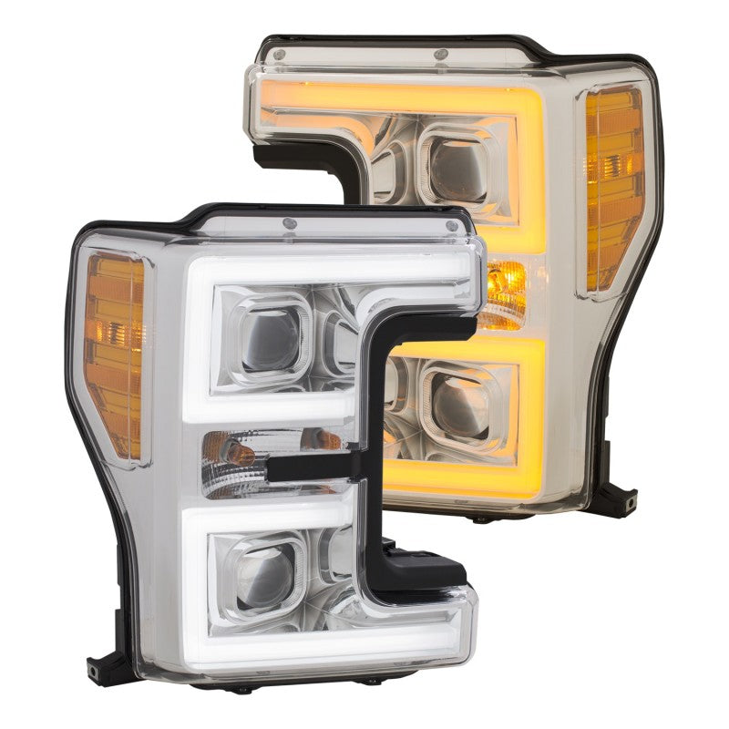 ANZO 111389 LED Headlights 17-18 Ford F-250 Super Duty Plank-Style L.E.D. Headlight Chrome (Pair)
