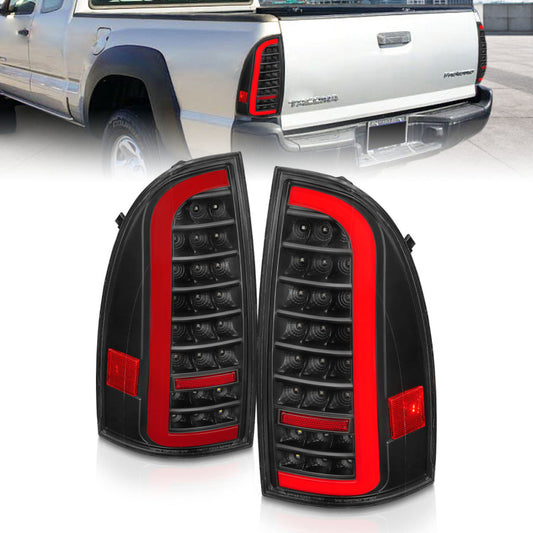 ANZO 311427 05-15 Toyota Tacoma Full LED Tail Lights w/Light Bar Sequential Black Housing Clear Lens