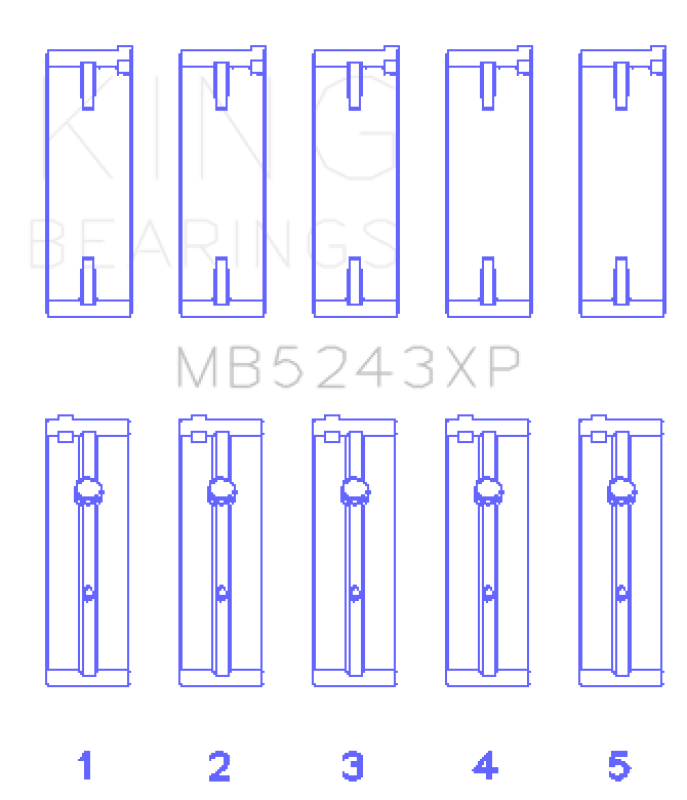 King Engine Bearings MB5243XP Nissan SR20DE/DET (2.0L) Performance Main Bearing Set - Size STD