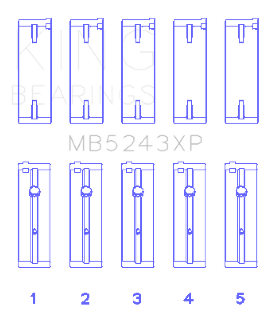 King Engine Bearings MB5243XP0.25 Nissan SR20DE/DET (2.0L) Performance Main Bearing Set - Size +0.25mm