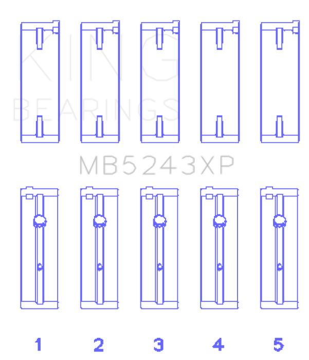 King Engine Bearings MB5243XP0.25 Nissan SR20DE/DET (2.0L) Performance Main Bearing Set - Size +0.25mm