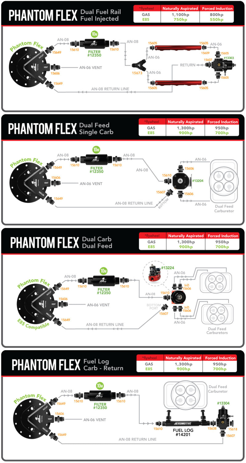 Aeromotive 18310 Fuel Pump - Universal - Phantom 450 - 6-10in Depth