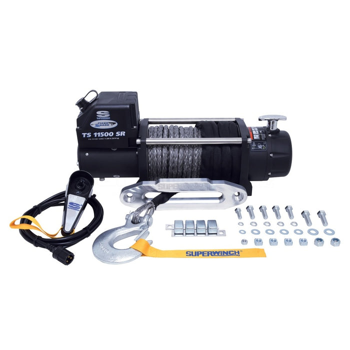 Superwinch 1511201 11500 LBS 12V DC 3/8in x 80ft Synthetic Rope Tiger Shark 11500 Winch