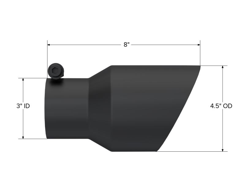 MBRP T5151BLK Universal Tip 4.5in OD 3in Inlet 8in Length Dual Walled Angled Exhaust Tip - Black