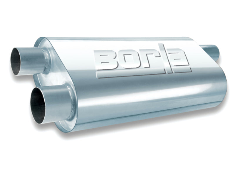 Borla 40474 Universal Oval Transverse Single 3in Inlet/2.5in Outlet 19in x 10.25in x 5.5in Turbo Muffler