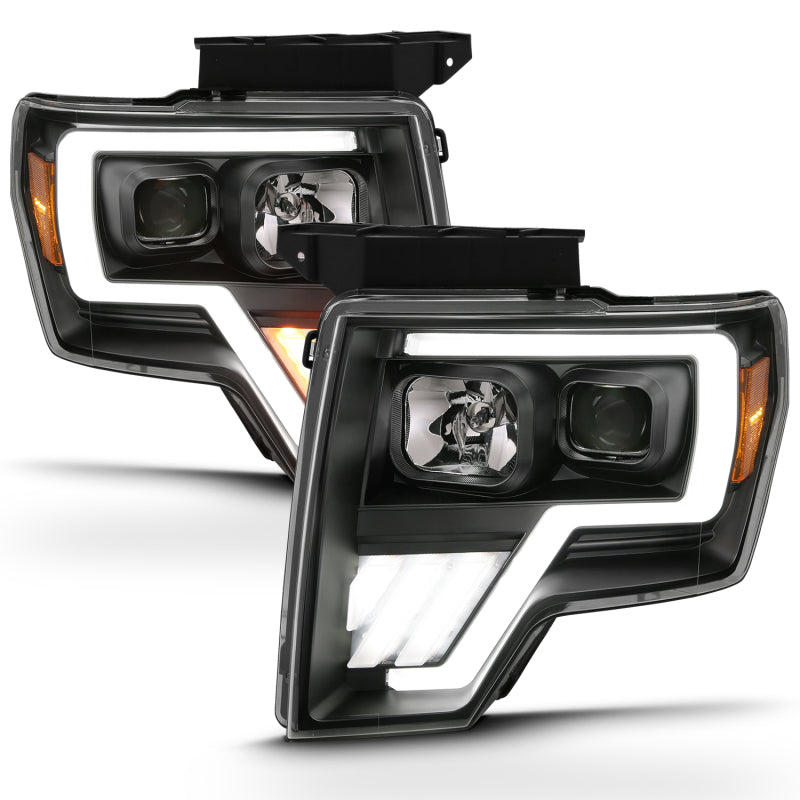 ANZO 111469 2009-2013 Ford F-150 Projector Light Bar G4 Switchback Headlights Black Amber
