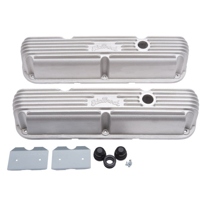 Edelbrock EDE41769 Valve Cover Kit Classic Finned SBM LA