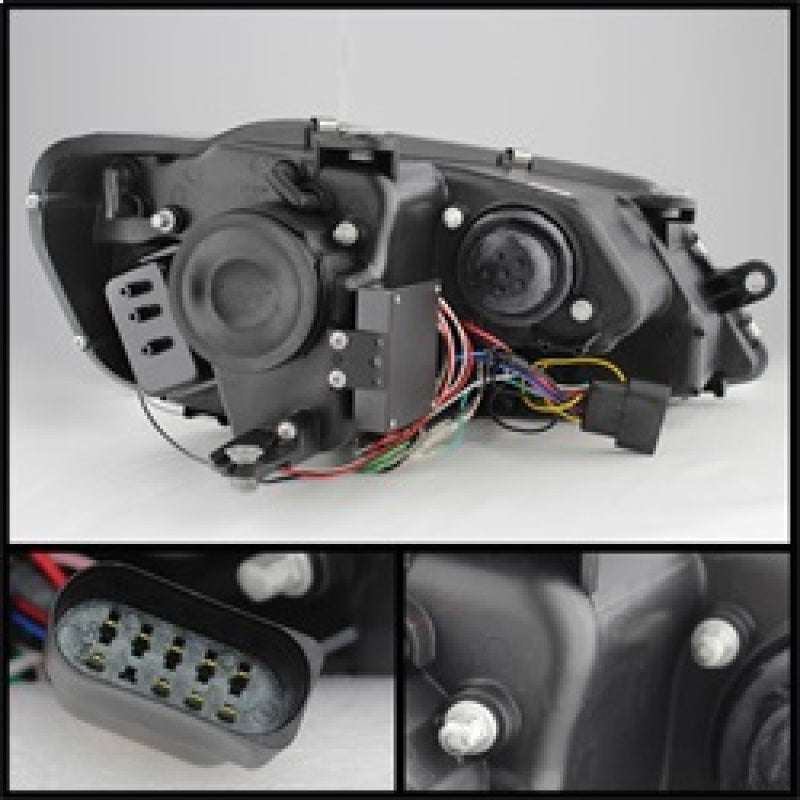 SPYDER 5073648 Spyder Volkswagen Jetta 11-14 Projector Headlights Halogen Light Tube DRL Blk PRO-YD-VJ11-LTDRL-BK