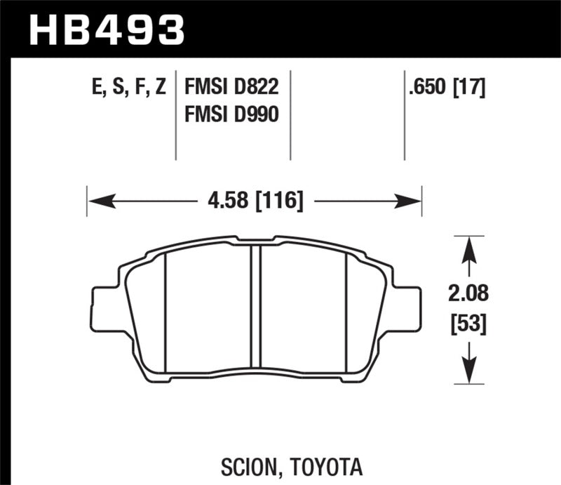 Hawk Performance HB493F.650 Hawk 04-07 xA/xB / 2000 MR2 Spyder D990 HPS Street Front Brake Pads