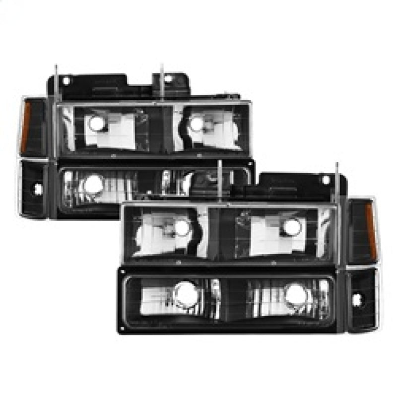SPYDER 5072221 xTune Chevy Suburban 94-98 Headlights w/ Corner & Parking Lights 8pcs Black HD-JH-CCK88-AM-BK-SET