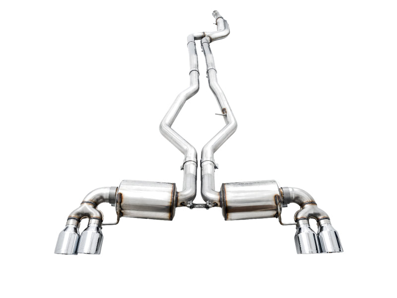 AWE Tuning 3015-42148 2019+ BMW M340i (G20) Non-Resonated Touring Edition Exhaust - Quad Chrome Silver Tips