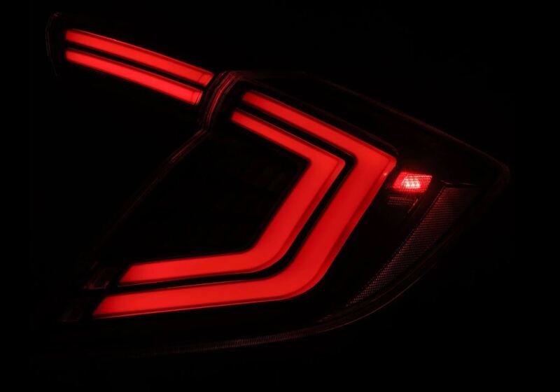 AlphaRex 676020 16-21 Honda Civic Hatchback / Type-R FK8 Nova-Series LED Tail Lights (Pair) - Black