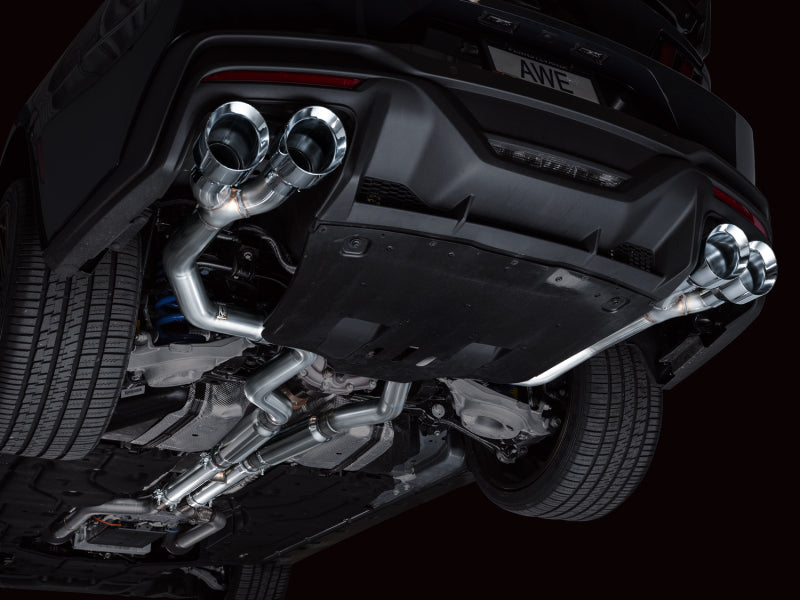 AWE Tuning 3020-42375 AWE 2024 Ford Mustang Dark Horse S650 RWD Track Edition Catback Exhaust w/ Quad Chrome Silver Tips