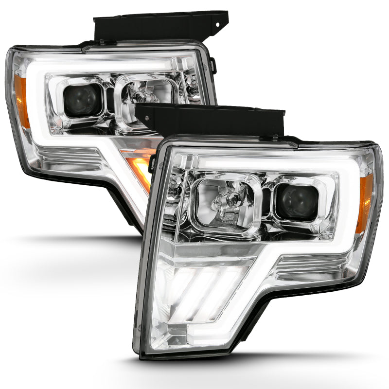 ANZO 111470 2009-2013 Ford F-150 Projector Light Bar G4 Switchback Headlights Chrome Amber