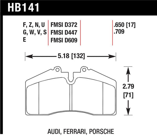 Hawk Performance HB141F.650 Hawk Audi/Porsche Rear AND ST-40 HPS Street Brake Pads