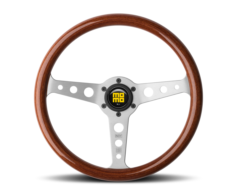 MOMO IND35MA0P Momo Indy Steering Wheel 350 mm - Mahogany Wood/Brushed Spokes