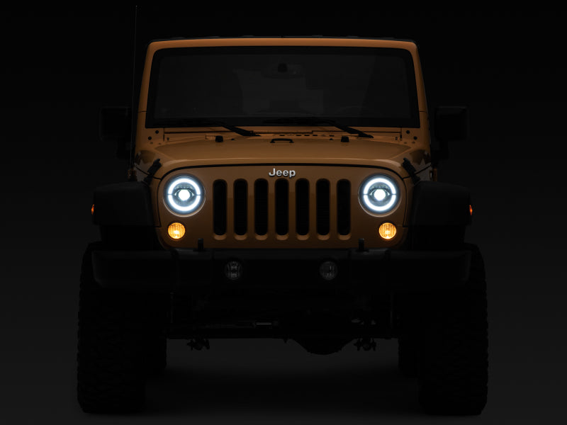 Raxiom J132813 07-18 Jeep Wrangler JK Axial Series LED Headlights- Black Housing (Clear Lens)