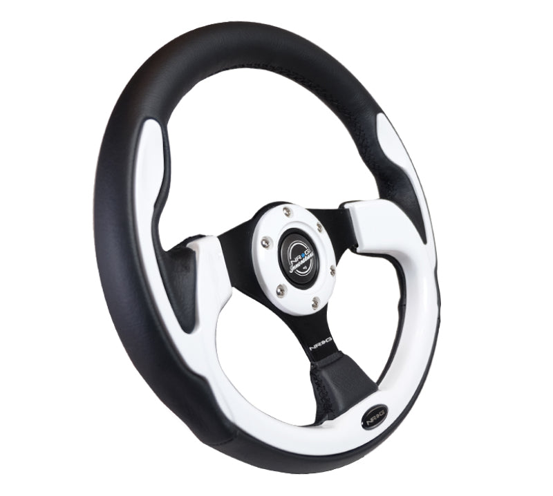 NRG RST-001WT Reinforced Steering Wheel (320mm) Blk w/White Trim & 4mm 3-Spoke