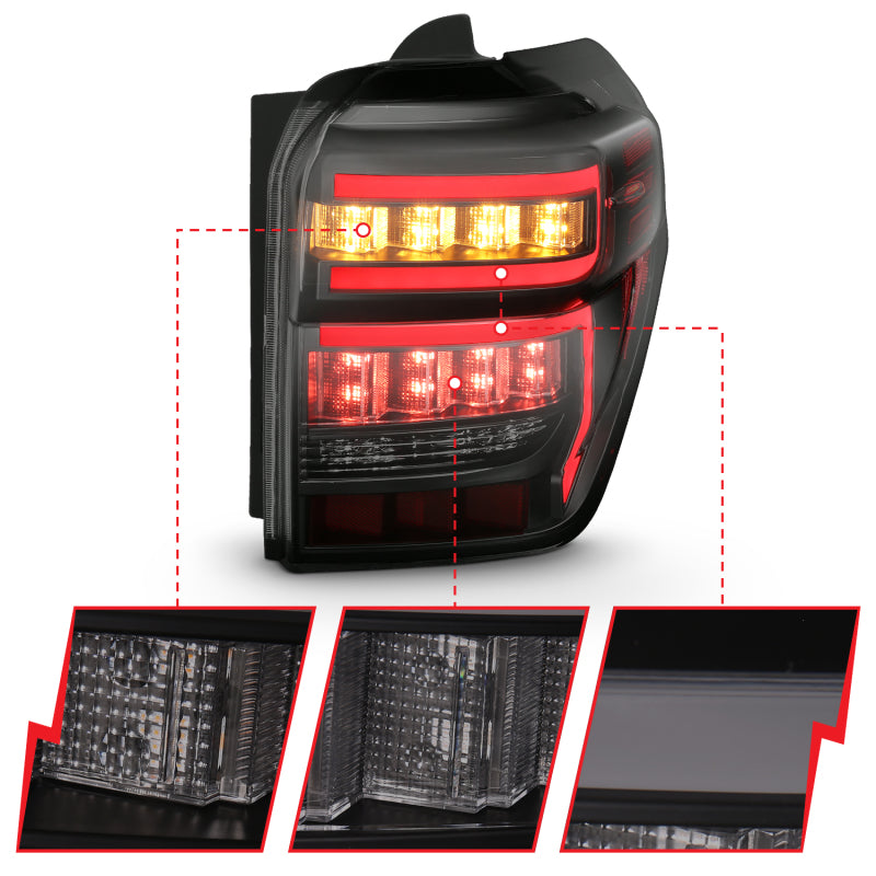 ANZO 311312 2014-2020 Toyota 4Runner T.L Black Housing Smoke Lens Red Light Bar W/Sequential