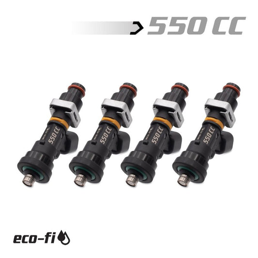 BLOX Racing BXEF-06514.11-550-4 Eco-Fi Street Injectors 550cc/min w/1/2in Adapter Honda B/D/H Series (Set of 4)