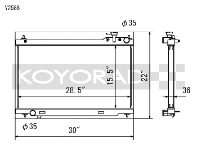 Koyo V2588 03-07 Infiniti G35 Coupe / 03-06 G35 Sedan VQ35DE (MT) Radiator