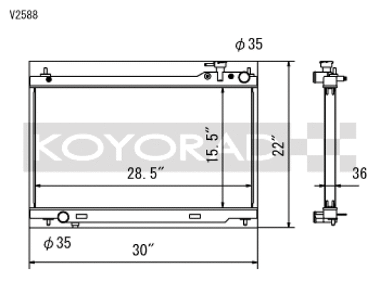 Koyo V2588 03-07 Infiniti G35 Coupe / 03-06 G35 Sedan VQ35DE (MT) Radiator