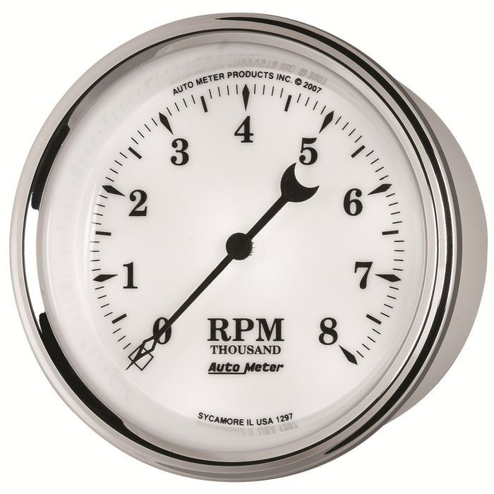 AutoMeter 1297 Gauge Tachometer 3-3/8in. 8K RPM In-Dash Old Tyme White II
