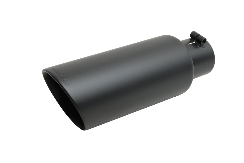 Gibson 500419-B Round Dual Wall Angle-Cut Tip - 4in OD/2.5in Inlet/12in Length - Black Ceramic