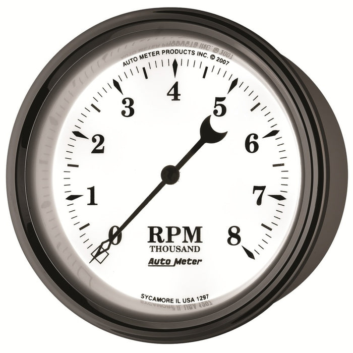 AutoMeter 1297 Gauge Tachometer 3-3/8in. 8K RPM In-Dash Old Tyme White II