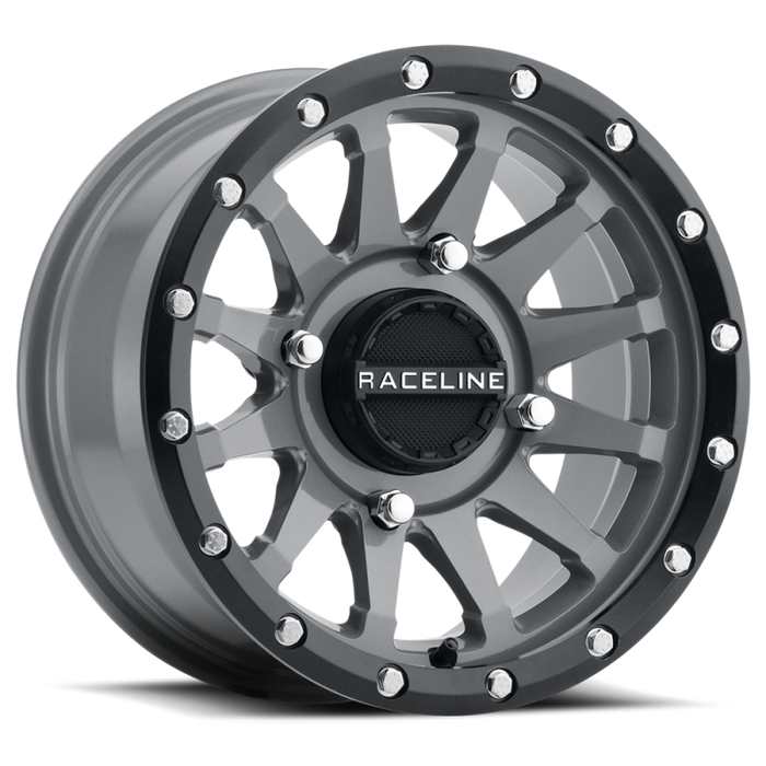 Raceline A95SG-57056+10 A95SG Trophy 15x7in / 4x156 BP / 10mm Offset / 132.5mm Bore - Grey & Black Lip Wheel