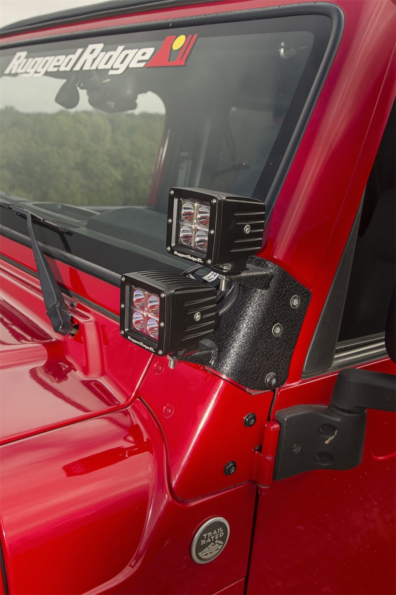 Rugged Ridge 11232.36 97-06 Jeep Wrangler TJ Textured Black Dual A-Pillar Light Mount
