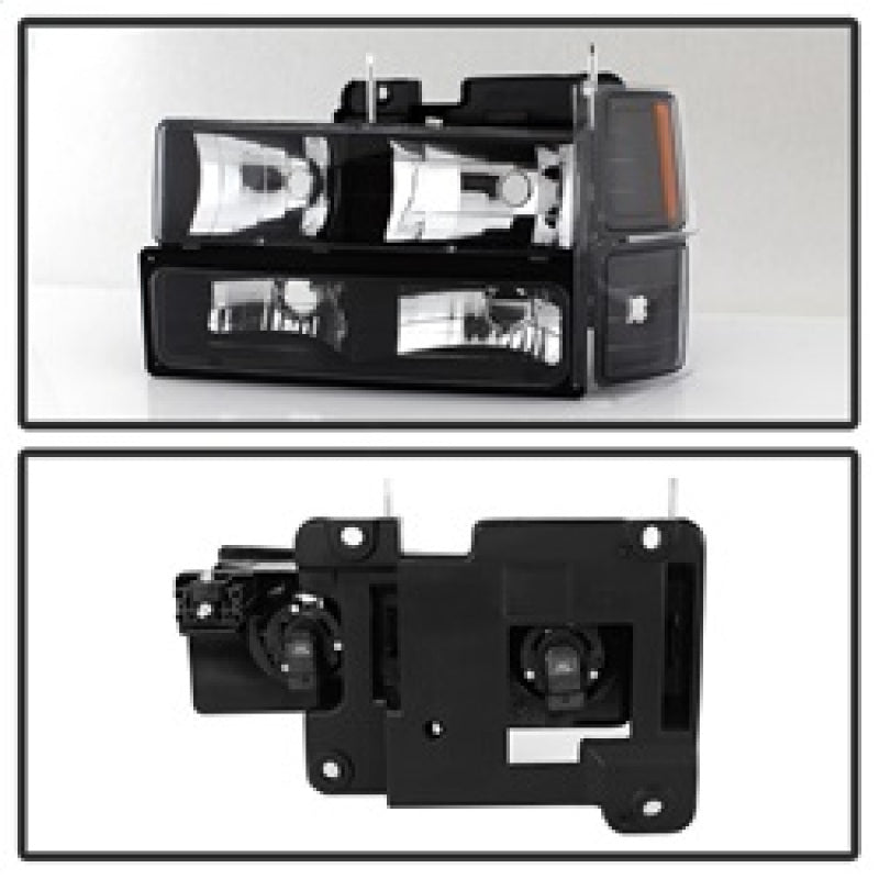 SPYDER 5072221 xTune Chevy Suburban 94-98 Headlights w/ Corner & Parking Lights 8pcs Black HD-JH-CCK88-AM-BK-SET