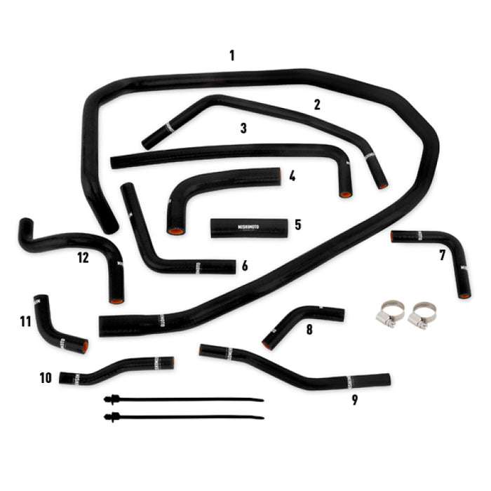 Mishimoto MMHOSE-WRX-15ANCBK 2015 Subaru WRX Black Silicone Radiator Coolant Ancillary Hoses Kit
