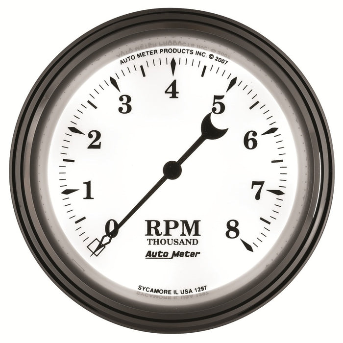 AutoMeter 1297 Gauge Tachometer 3-3/8in. 8K RPM In-Dash Old Tyme White II