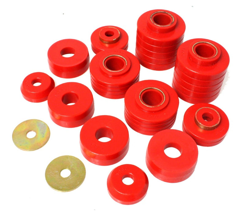 Energy Suspension 4.4107R 80-98 Ford F250/F350 / 80-92 Ford F100/F150 / 85-98 Ford F450 Red Body Mount Set