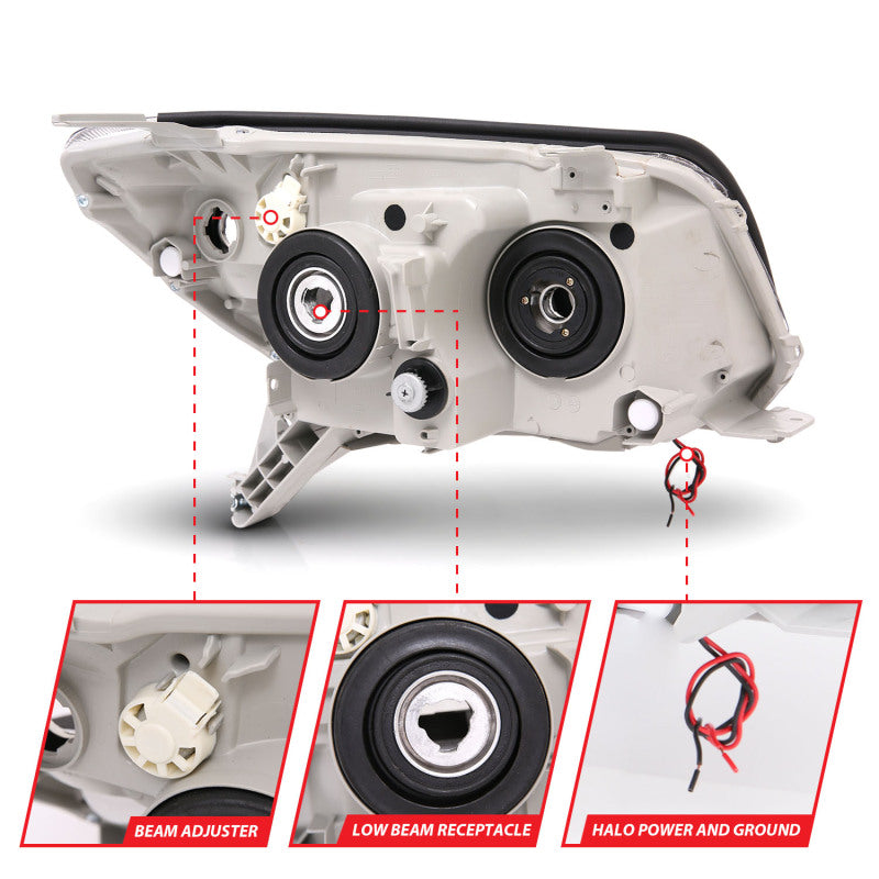 ANZO 111320 2006-2009 Toyota 4Runner Projector Headlights w/ Halo Black