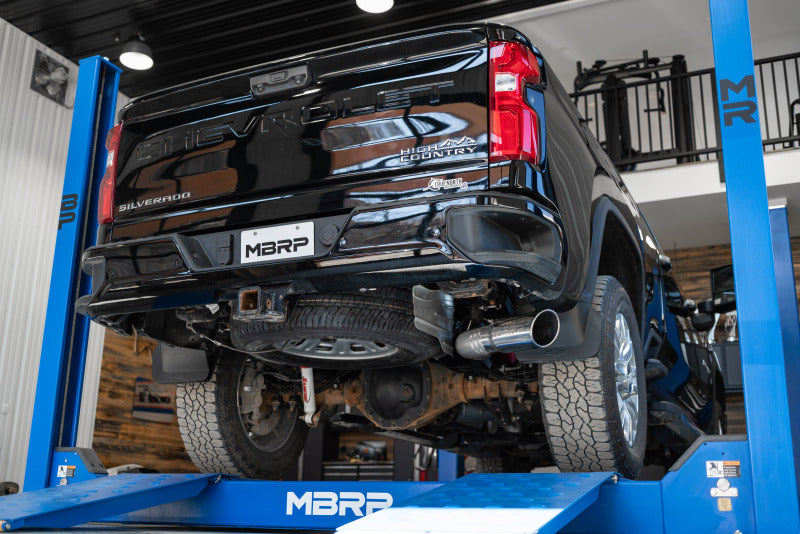 MBRP S6059AL 2020+ GMC/Chevy 2500/3500 6.6L Duramax 4in Mand Bent Tubing AL-Ser Cat Back Single Side - Alum