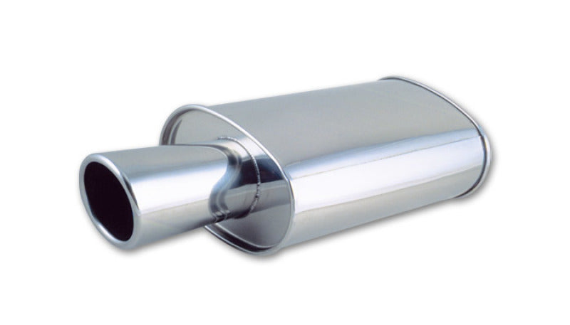 Vibrant 1046 StreetPower Oval Muffler with 4in Round Tip Angle Cut Rolled Edge - 2.5in inlet I.D.